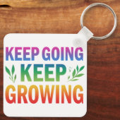 Ga door, blijf groeien - Aluminium vierkante sleut Sleutelhanger (Achterkant)