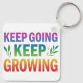 Ga door, blijf groeien - Aluminium vierkante sleut Sleutelhanger (Achterkant)
