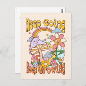 Ga door, blijf groeien | Paddenstoel & Bloemen Briefkaart (Voorkant / Achterkant)