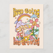 Ga door, blijf groeien | Paddenstoel & Bloemen Briefkaart (Voorkant)