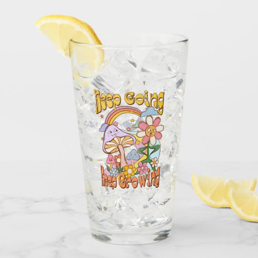 Ga door, blijf groeien | Paddenstoel & Bloemen Glas (Voorkant ijs)