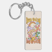 Ga door, blijf groeien | Paddenstoel & Bloemen Sleutelhanger (Voorkant Links)