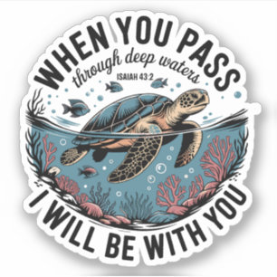 Ga door diepwater oceaan Zee schildpad Christelijk Sticker