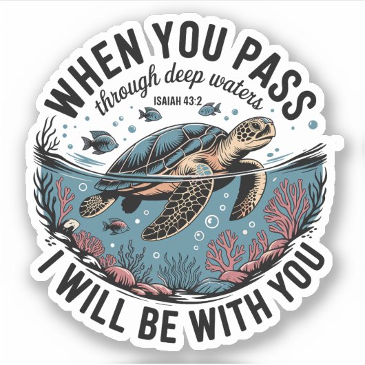 Ga door diepwater oceaan Zee schildpad Christelijk Sticker (Voorkant)