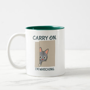 Ga door, ik kijk naar Grijze Kat Tweekleurige Koffiemok