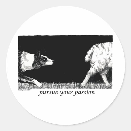 Ga door met je passie Border Collie Ronde Sticker (Voorkant)
