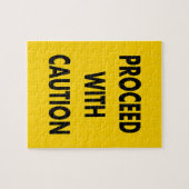 Ga door met voorzichtigheid verkeersbord legpuzzel (Horizontaal)