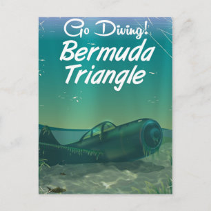 Ga duiken! Bermuda driehoek reisposter Briefkaart