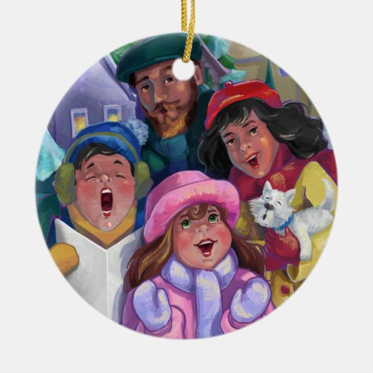 Ga een Caroling Illustratie maken Keramisch Ornament (Voorkant)