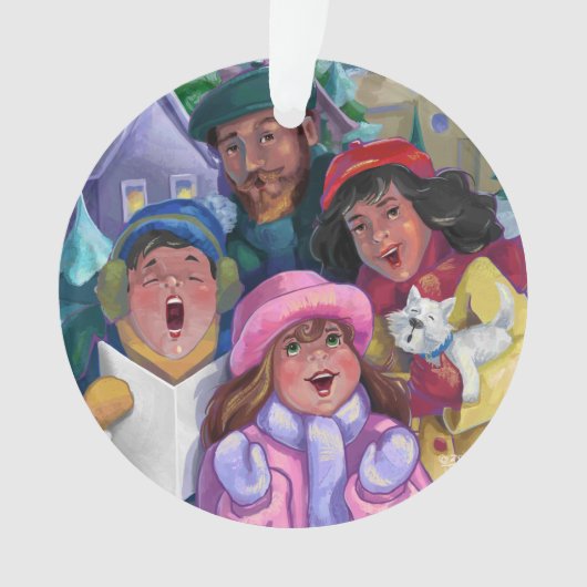 Ga een Caroling Illustratie maken Ornament (voorkant)