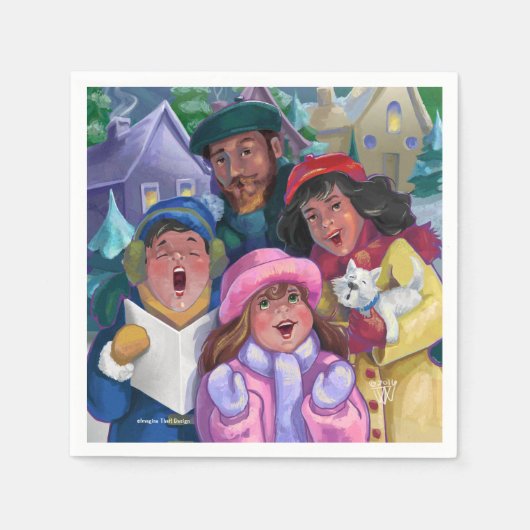 Ga een Caroling Illustratie maken Servet (Voorkant)