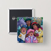Ga een Caroling Illustratie maken Vierkante Button 5,1 Cm (Voorkant /achterkant)