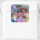 Ga een Caroling Illustratie maken Vierkante Sticker (Tas)