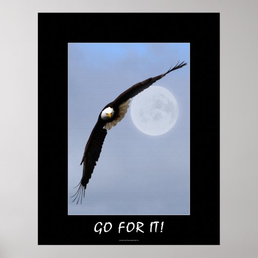 "GA ER VOOR!" Motivatie Bald Eagle Art Poster (Voorkant)