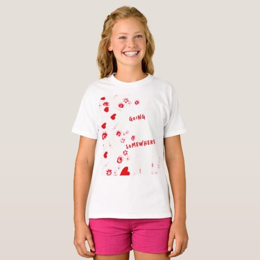 GA ERGENS HEEN MEISJE RED HEARTS SHIRT (Voorkant volledig)