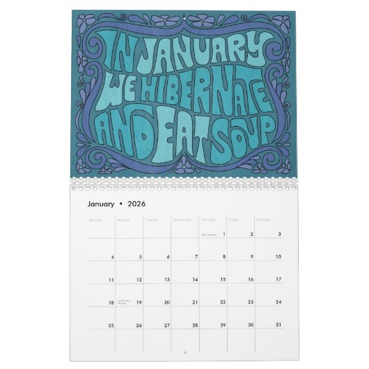 Ga ervoor! Groovy Lettering Kalender (Jan 2026)