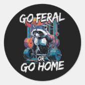 Ga Feral of ga naar huis Bodybuilding Gym Raccoon  Ronde Sticker (Voorkant)
