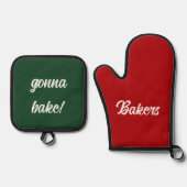 Ga Funny Christmas Gift Rood Groen Wit bakken Ovenwant & Pannenlap Set (Voorkant)