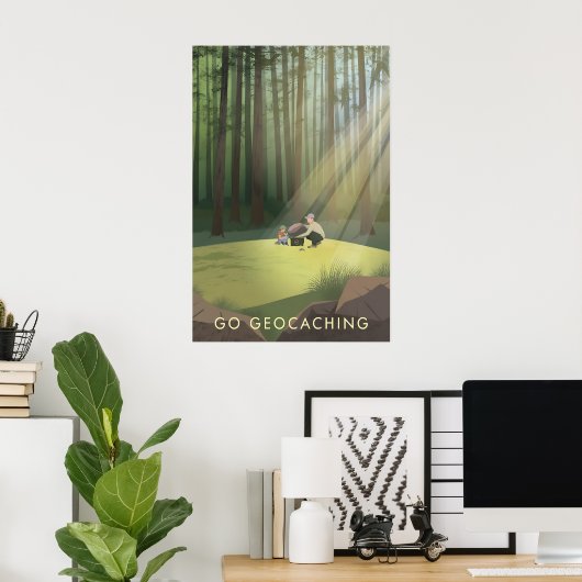 Ga Geocaching Reisposter Poster (Thuiskantoor)