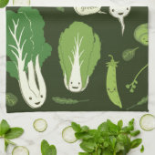 Ga groen! (Bladgroen!) Happy Veggies Theedoek (Gevouwen)