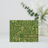 Ga Groen, Gold Floral Wreath Briefkaart (Staand voorkant)