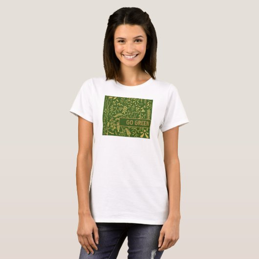 Ga Groen, Gold Floral Wreath T-shirt (Voorkant volledig)
