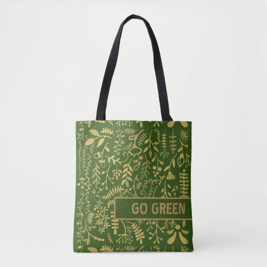 Ga Groen, Gold Floral Wreath Tote Bag (Voorkant)