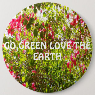 Ga groen houden van de planeet bloemenorigineel af ronde button 6,0 cm