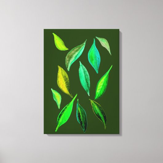 Ga Groene eco verlaat waterverf illustratie Canvas Afdruk (Voorkant)