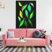 Ga Groene eco verlaat waterverf illustratie Canvas Afdruk (Insitu (Woonkamer))