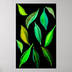 Ga Groene eco verlaat waterverf illustratie Poster