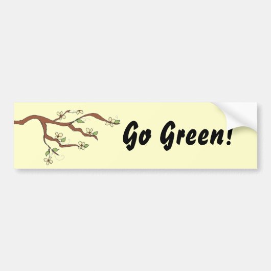 Ga Groene Tak met Bladeren Bumpersticker (Voorkant)