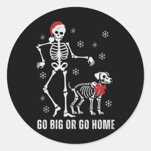 Ga groot of ga naar huis grappig skelet en hond ke ronde sticker