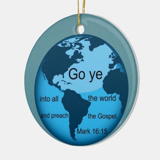 Ga heen, Marcus 16:15 Keramisch Ornament (Links)