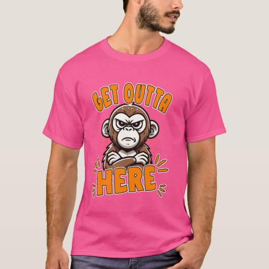 Ga hier weg Grumpy Funny Monkey Meme Humor T-shirt (Voorkant)
