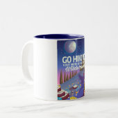 Ga Hiking. (Night Edition) Tweekleurige Koffiemok (Voorkant links)