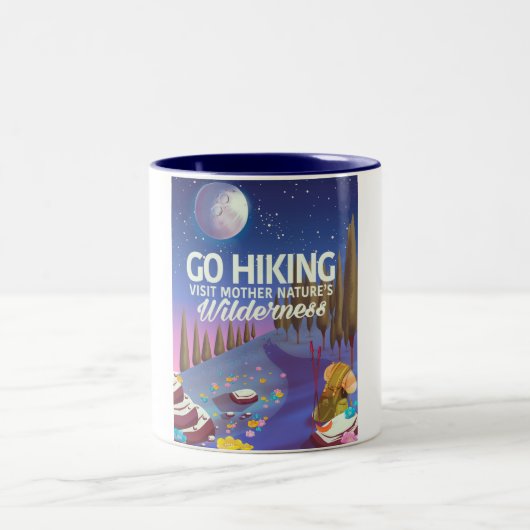 Ga Hiking. (Night Edition) Tweekleurige Koffiemok (Center)