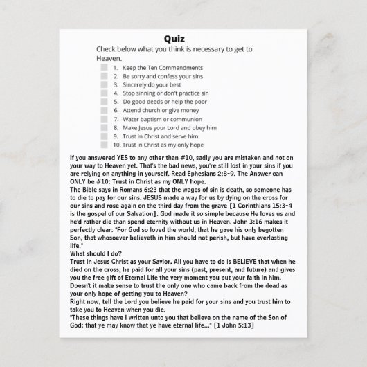 Ga ik naar de hemel Sjabloon Quiz (Achterkant)