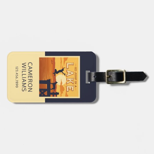 Ga in een meer springen bagagelabel (Voorkant horizontaal)