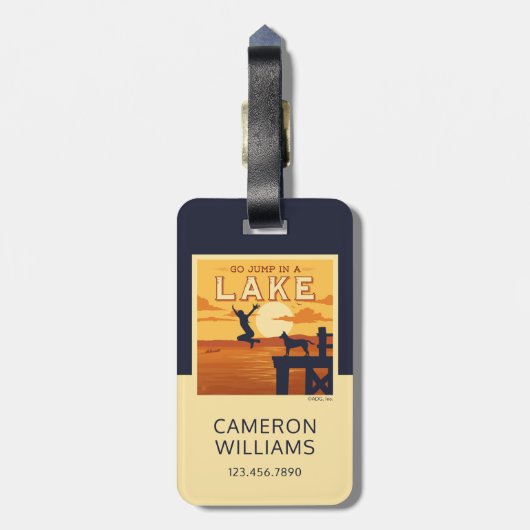 Ga in een meer springen bagagelabel (Achterkant verticaal)