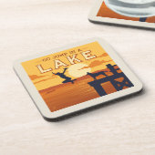 Ga in een meer springen bier onderzetter (Linkerzijde)