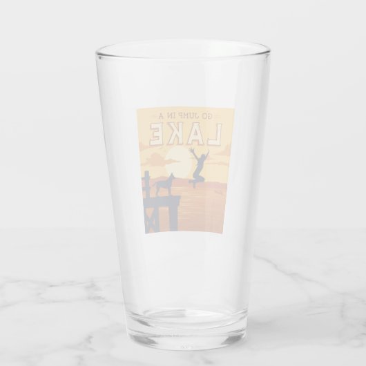 Ga in een meer springen glas (Achterkant)