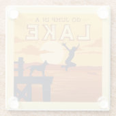 Ga in een meer springen glazen onderzetter (Achterkant)