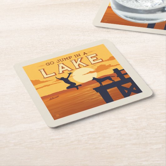 Ga in een meer springen kartonnen onderzetters (Schuin)