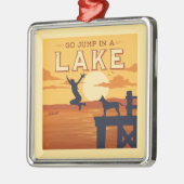 Ga in een meer springen metalen ornament (Links)