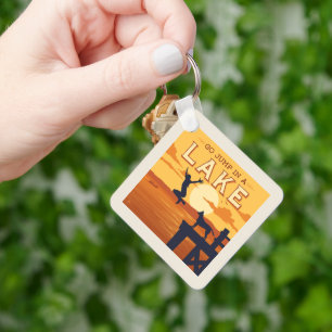 Ga in een meer springen sleutelhanger