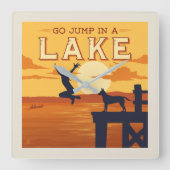 Ga in een meer springen vierkante klok (Voorkant)