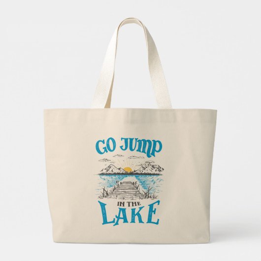 Ga in het meer springen grote tote bag (Achterkant)