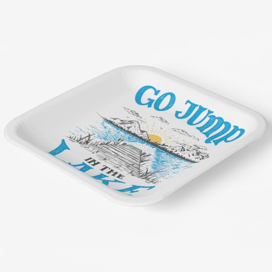 Ga in het meer springen papieren bordje (Gebogen)