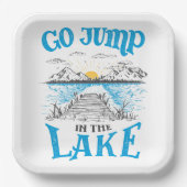 Ga in het meer springen papieren bordje (Voorkant)